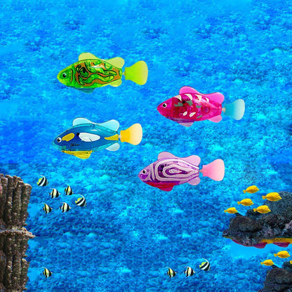 Led Light Swimmer: Interactive Pet Fish Electronic Cat Toys With Grass