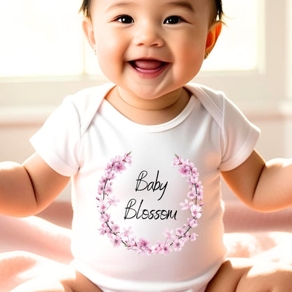Personalised Pink Blossom Baby Outfit: Bib, Vest, Baby Grow