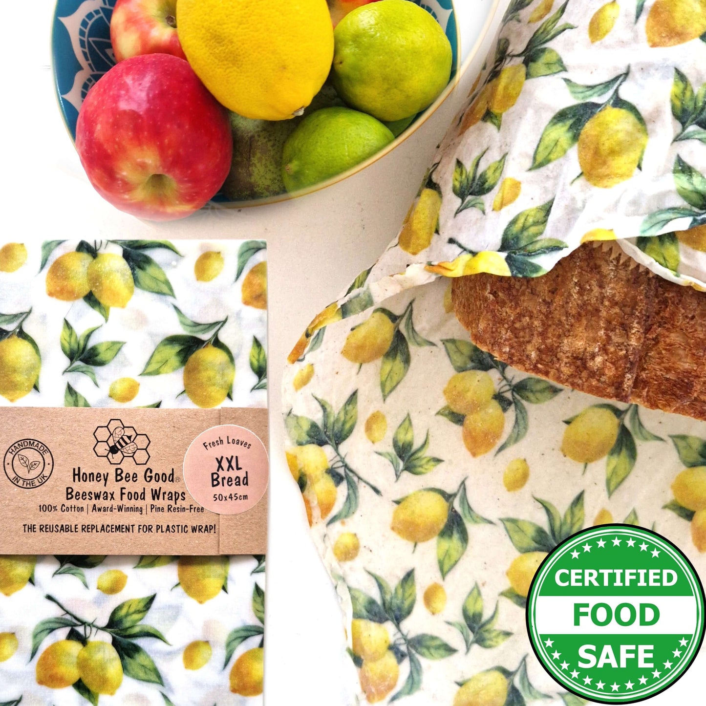 *Beeswax wraps XXL Bread Wrap | Lemons